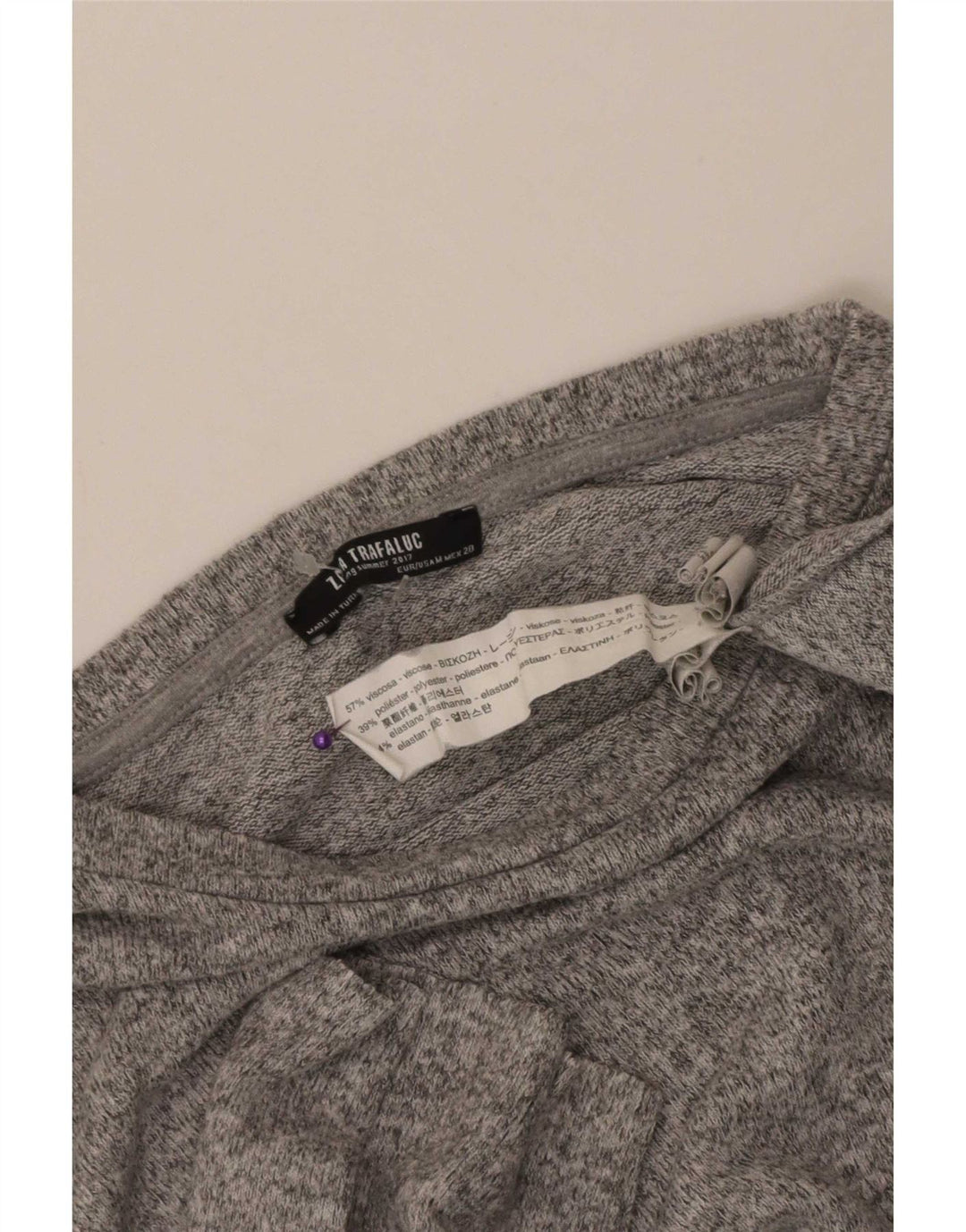 Top Zara Trafaluc da donna oversize manica 3/4 UK 14 Grigio medio chiazzato