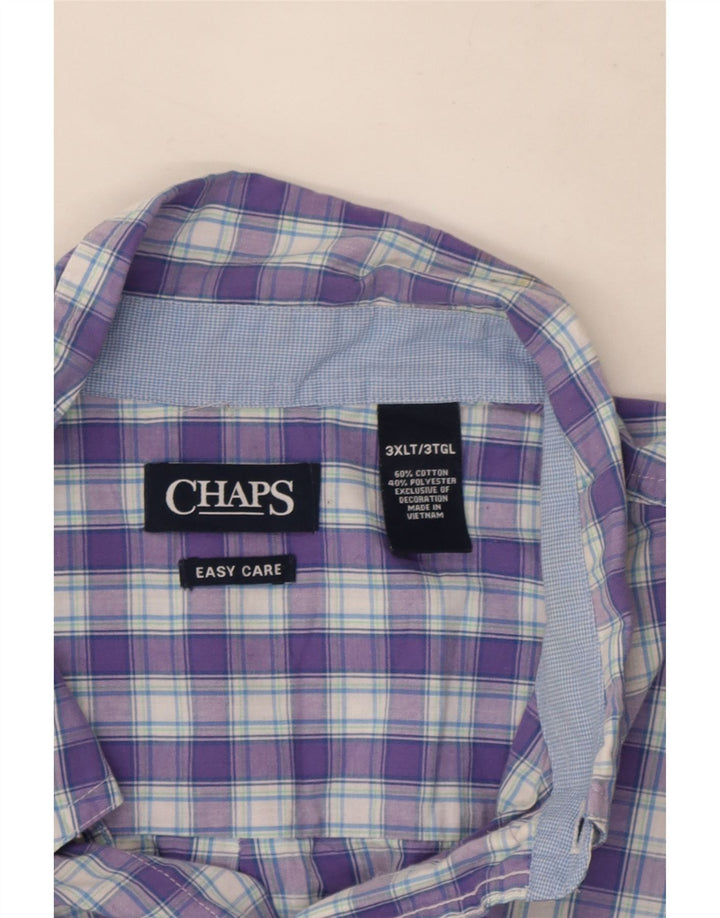 Camicia a maniche corte alta da uomo Chaps 3XL cotone a quadri viola