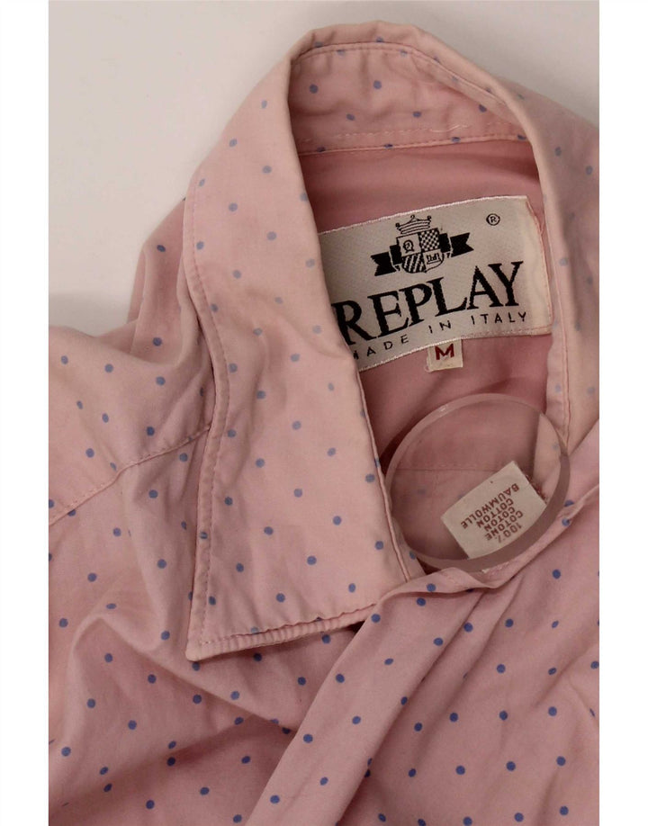 Camicia Uomo Replay Cotone Maculato Rosa Medio