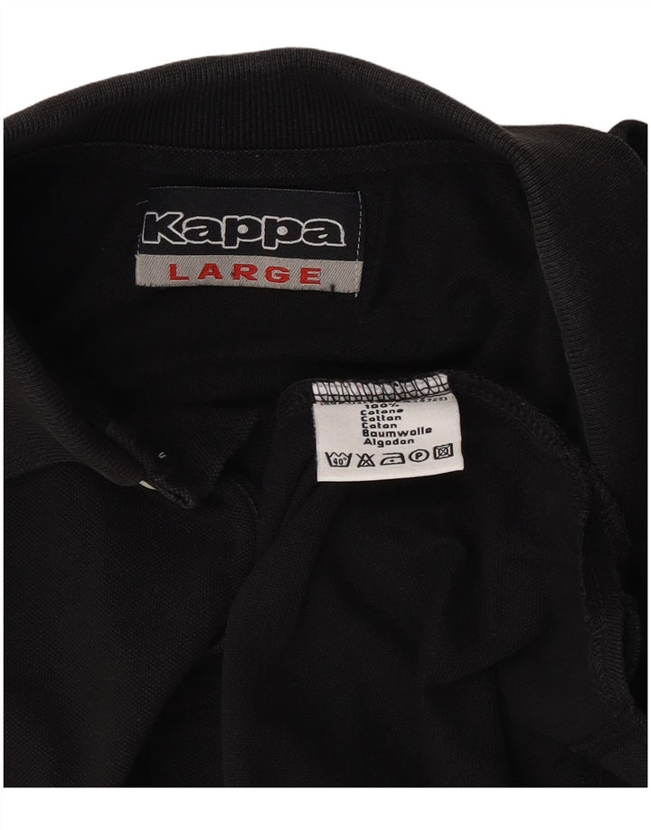 Polo Kappa Uomo Large Nera In Cotone