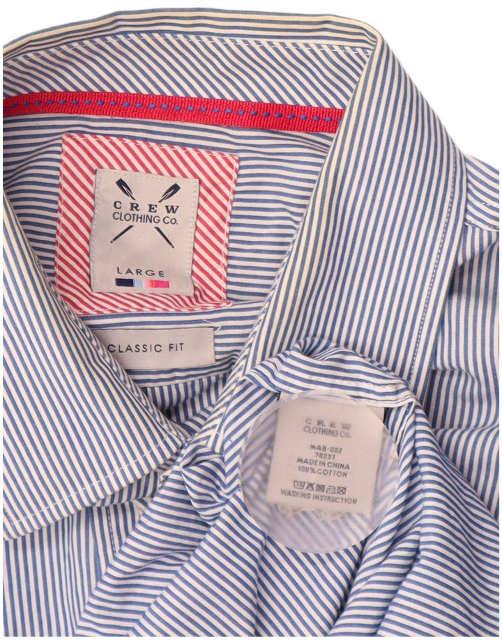 CREW CLOTHING Camicia da uomo dalla vestibilità classica, in cotone gessato blu grande