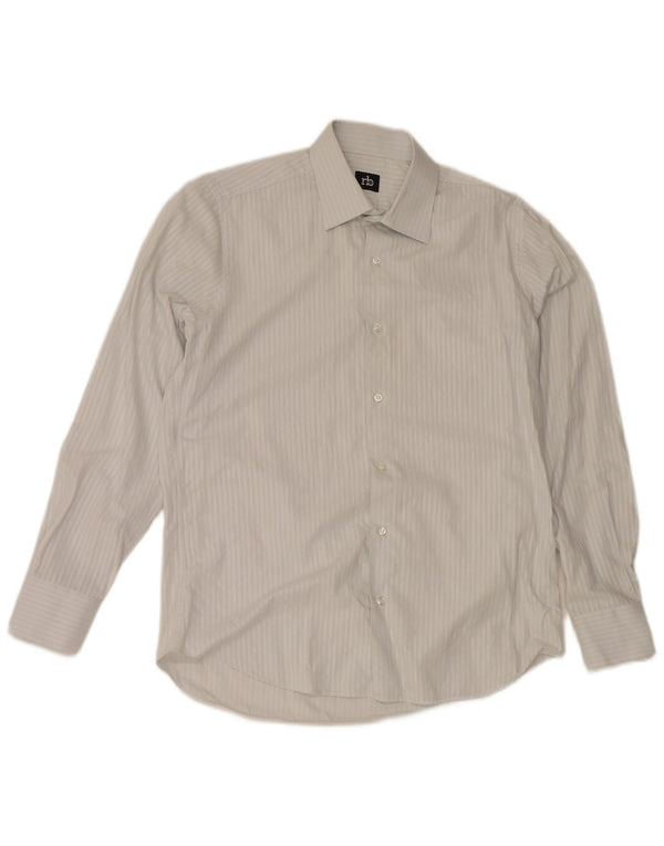 Camicia da uomo Roccobarocco taglia 40 15 3/4 cotone gessato bianco medio