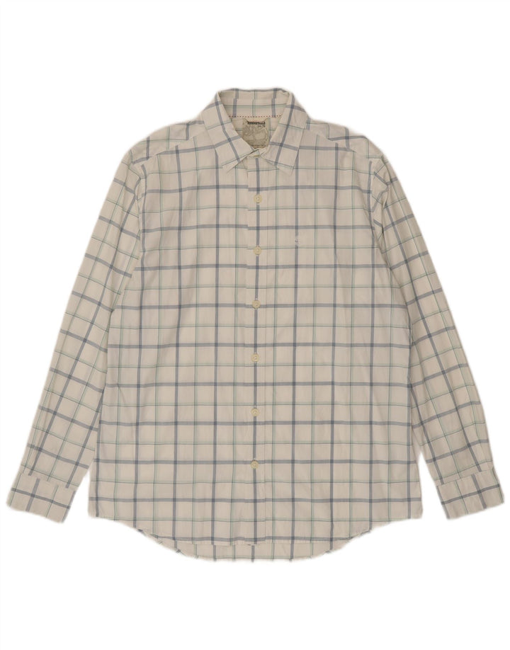 Camicia da uomo Timberland in cotone a quadri bianchi medi