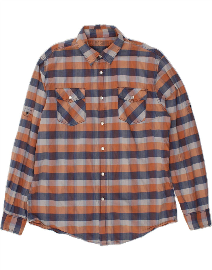 MOSSIMO Mens Shirt Large Orange Check Cotton Vintage Mossimo and Second-Hand Mossimo from Messina Hembry 
