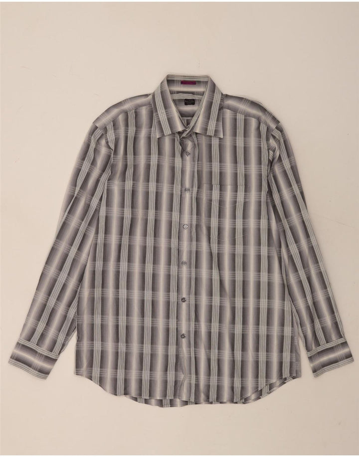 Camicia da uomo Paul Smith taglia 42 16 1/2 grande cotone a quadri grigio