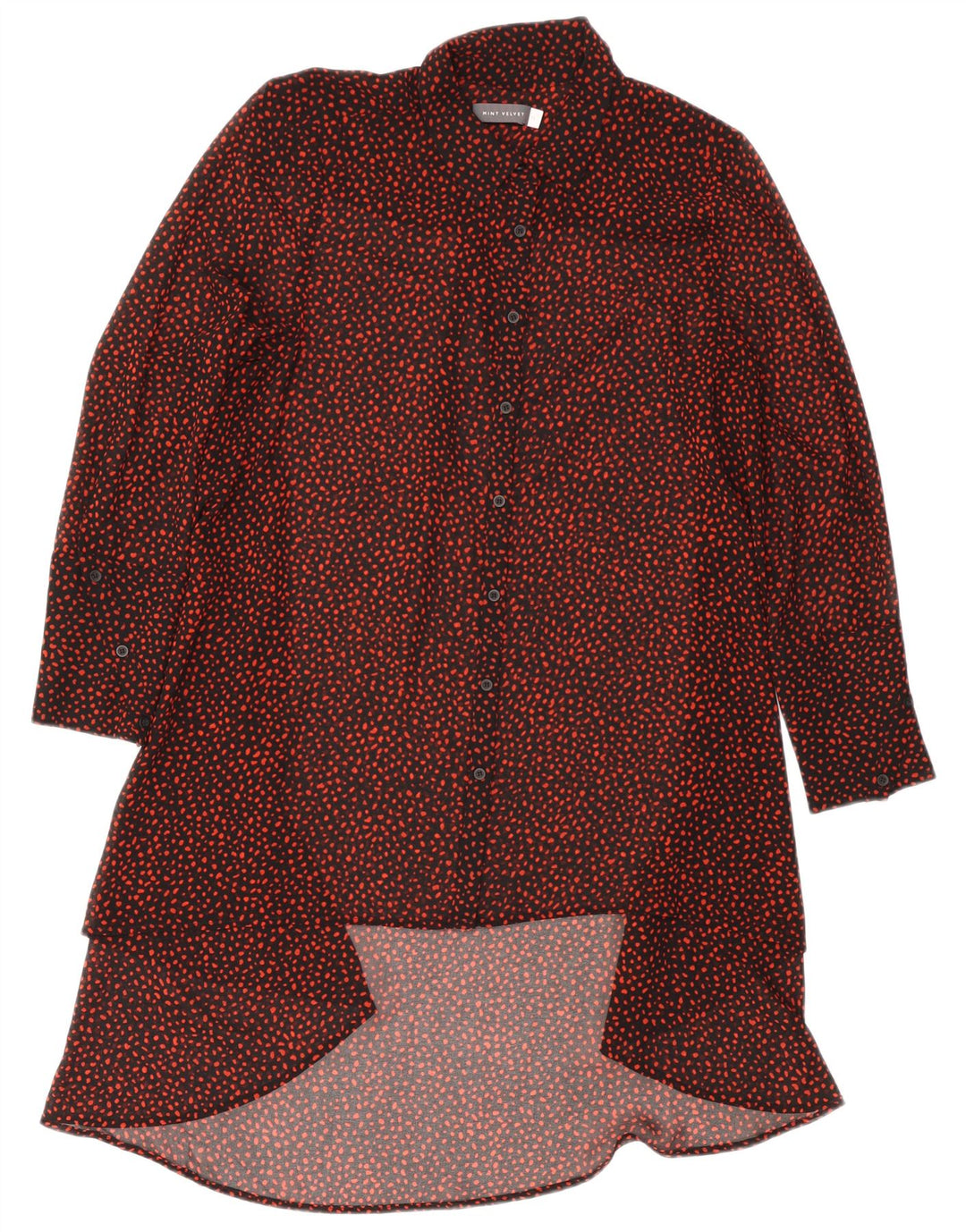 Abito camicia a maniche lunghe da donna MINT VELVET UK 12 Medio Nero maculato