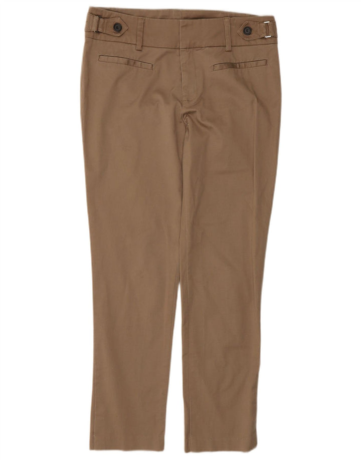 ZARA Womens Slim Cropped Trousers W26 L26 Brown Cotton