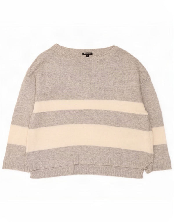 Massimo Dutti Maglione da donna con scollo a barchetta UK 10 Small Grey Striped
