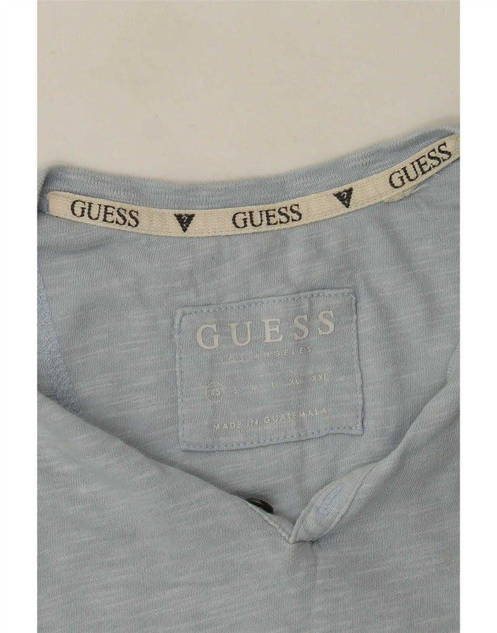 T-shirt da uomo Guess Top XS blu chiazzata