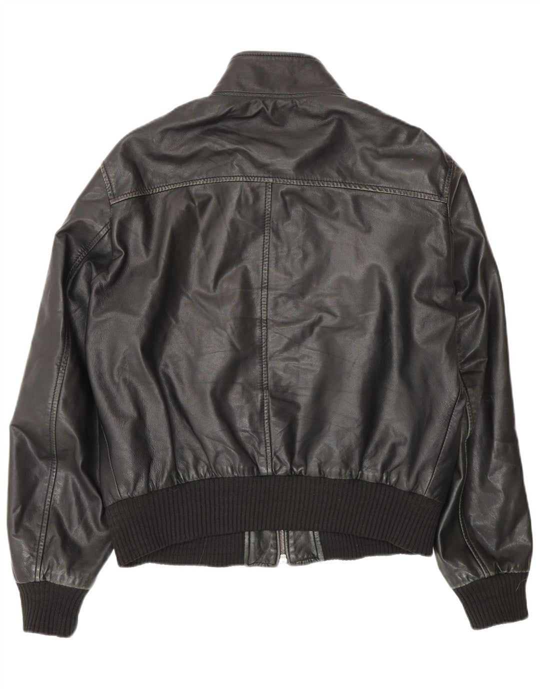 Giacca bomber in pelle da uomo vintage IT 50 grande in pelle nera