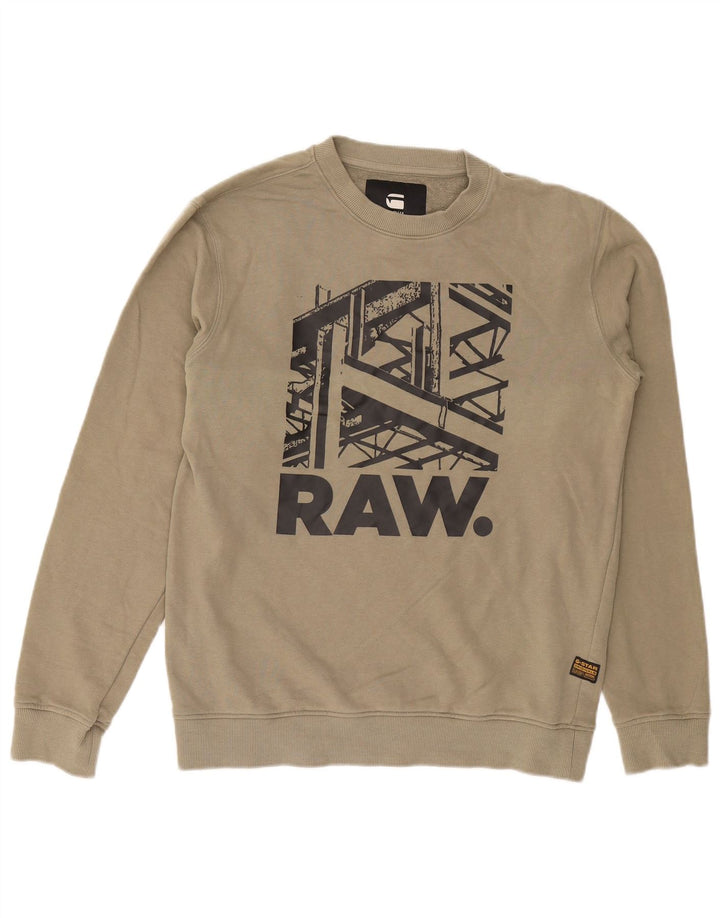 Felpa grafica da uomo G-Star, maglione medio, cotone kaki