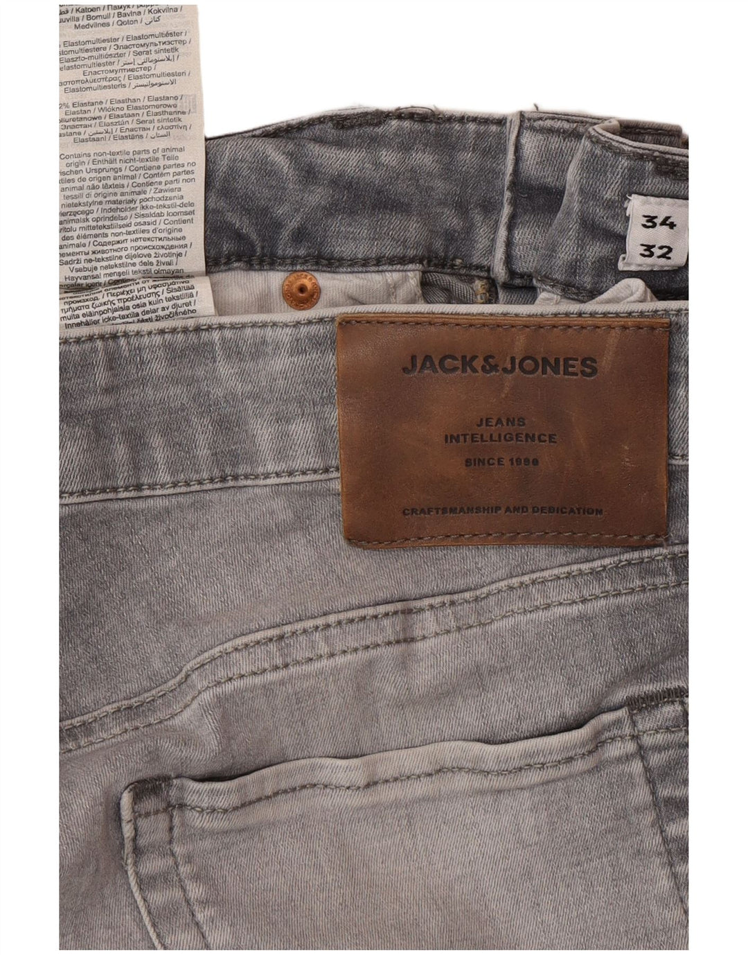 JACK & JONES Jeans slim da uomo W34 L32 Cotone grigio