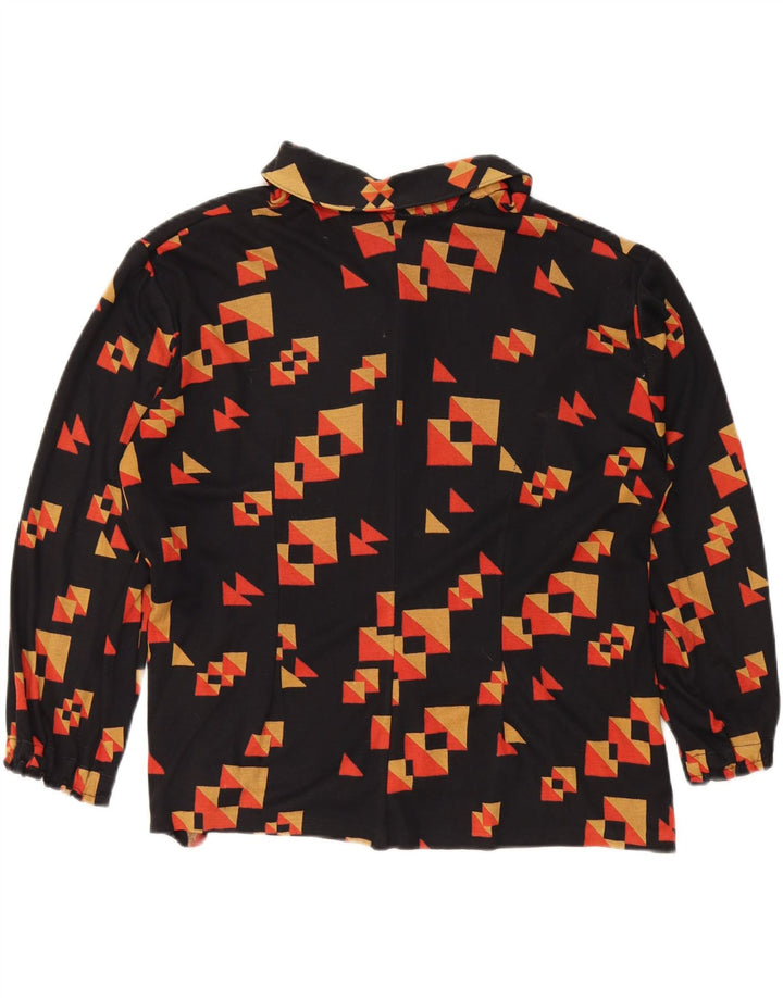 VINTAGE Womens 3/4 Sleeve Blouse Top UK 18 XL Black Geometric Vintage Vintage and Second-Hand Vintage from Messina Hembry 