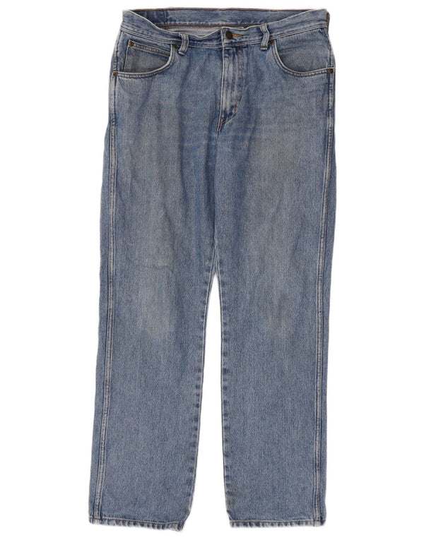 Jeans dritti da uomo Wrangler vestibilità regolare W34 L32 cotone blu
