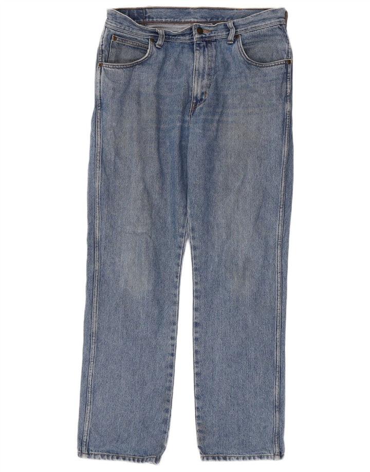 Jeans dritti da uomo Wrangler vestibilità regolare W34 L32 cotone blu
