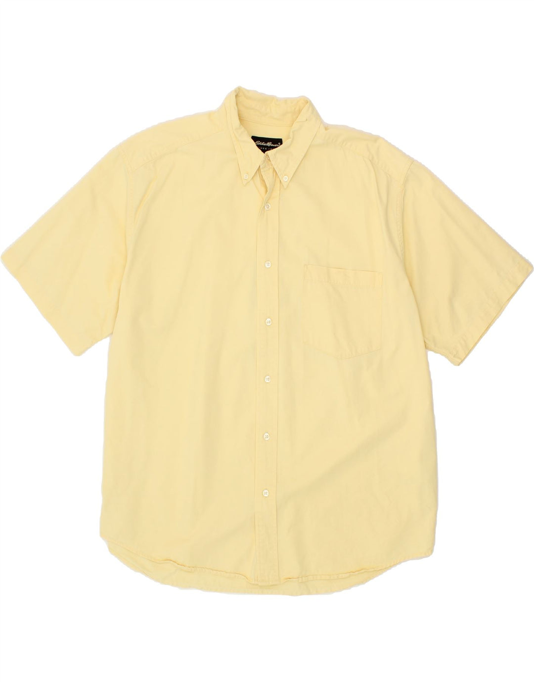 EDDIE BAUER Mens Short Sleeve Shirt Large Yellow Cotton Vintage Eddie Bauer and Second-Hand Eddie Bauer from Messina Hembry 