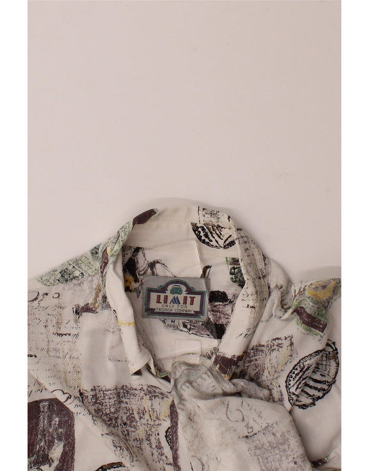 VINTAGE Mens Short Sleeve Shirt Medium White Paisley Viscose Vintage Vintage and Second-Hand Vintage from Messina Hembry 