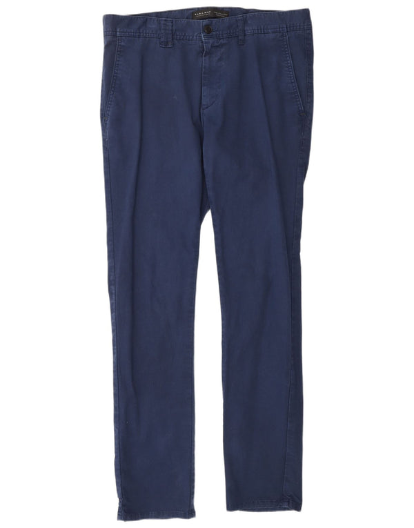 Pantaloni chino slim da uomo ZARA EU 44 Large W36 L33 cotone blu navy
