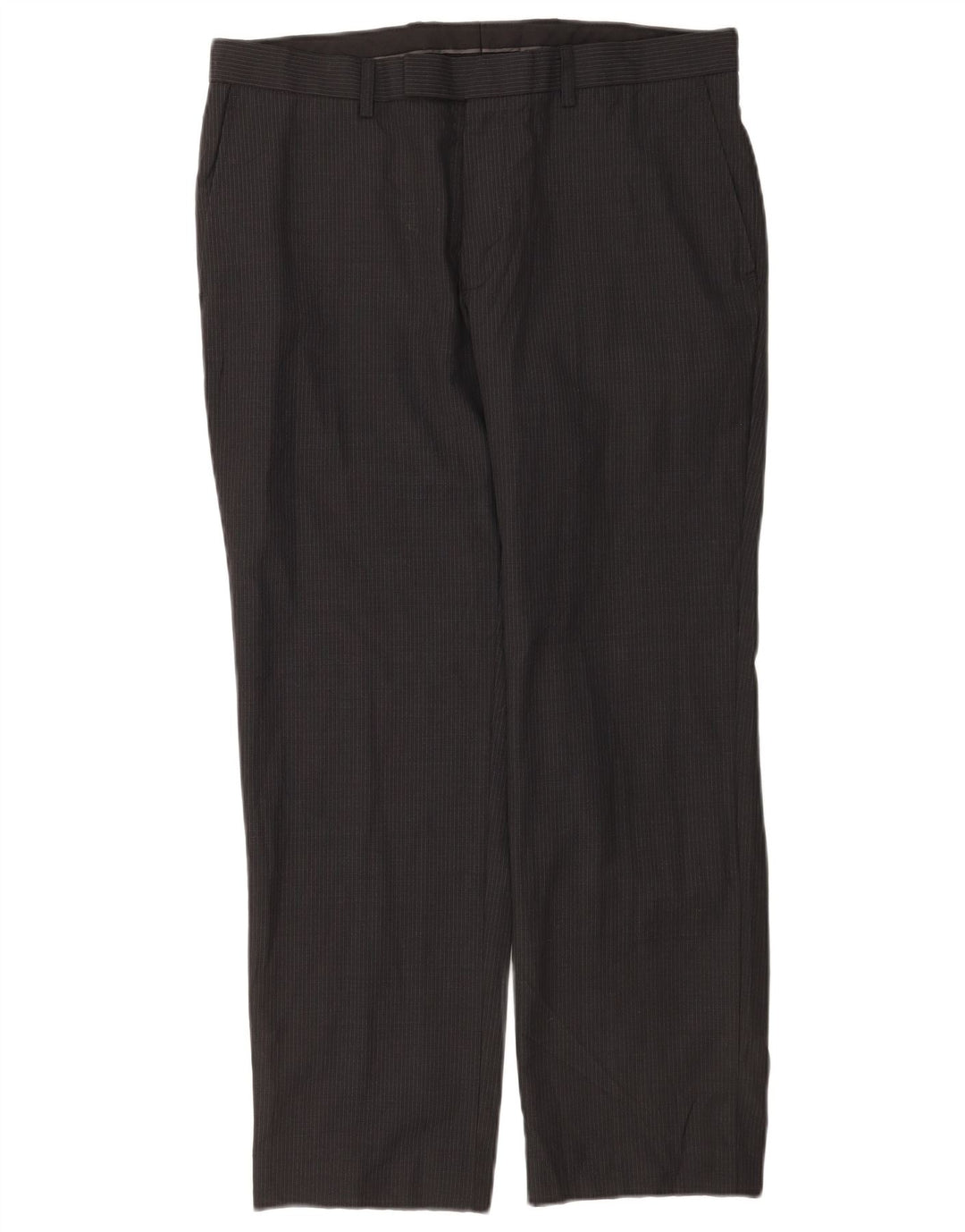 Pantaloni casual da uomo Marks & Spencer vestibilità regolare W34 L29 lana a righe grigie
