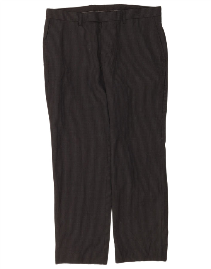 Pantaloni casual da uomo Marks & Spencer vestibilità regolare W34 L29 lana a righe grigie