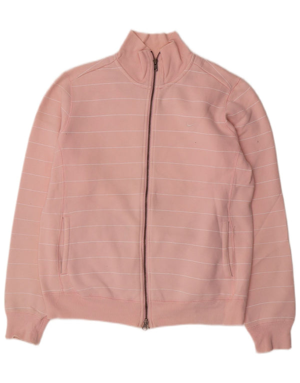 Nike Womens Tracksuit Top Jacket UK 16/18 Large Pink Striped Cotton