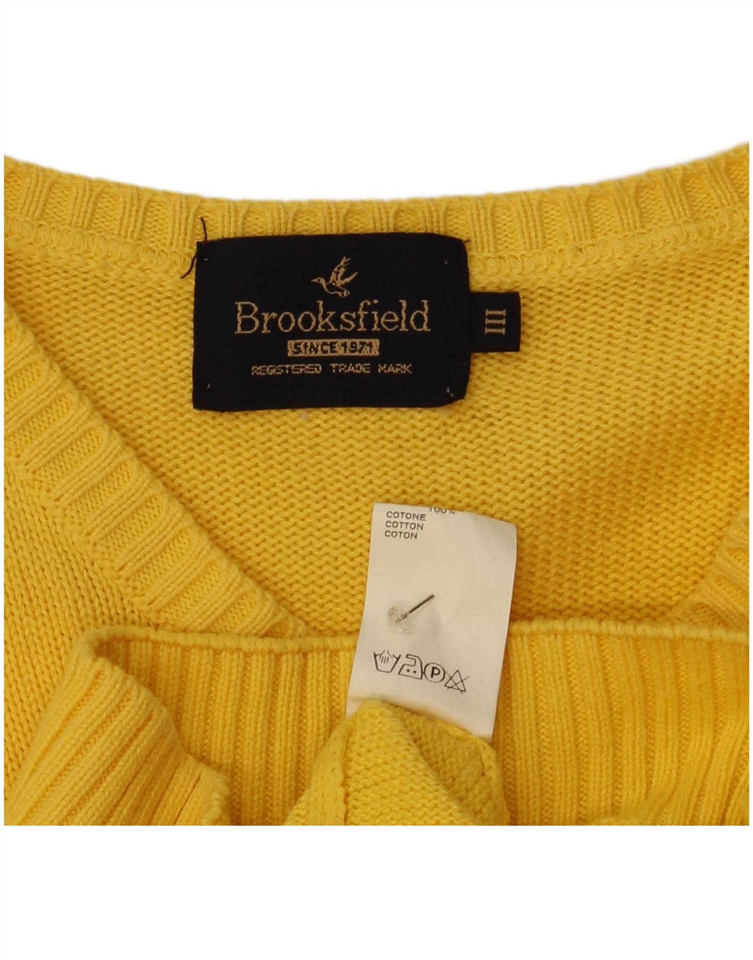Maglione da uomo con scollo a V Brooksfield in cotone giallo medio