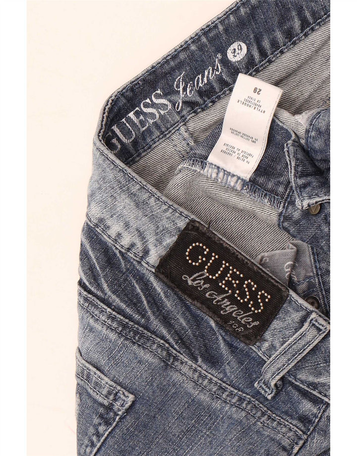 Guess Minigonna in denim invecchiato da donna W29 in cotone blu medio