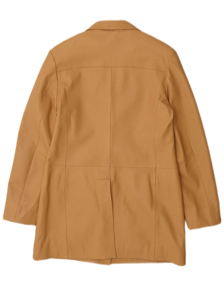 Cappotto in pelle vintage da donna UK 14 grande pelle beige