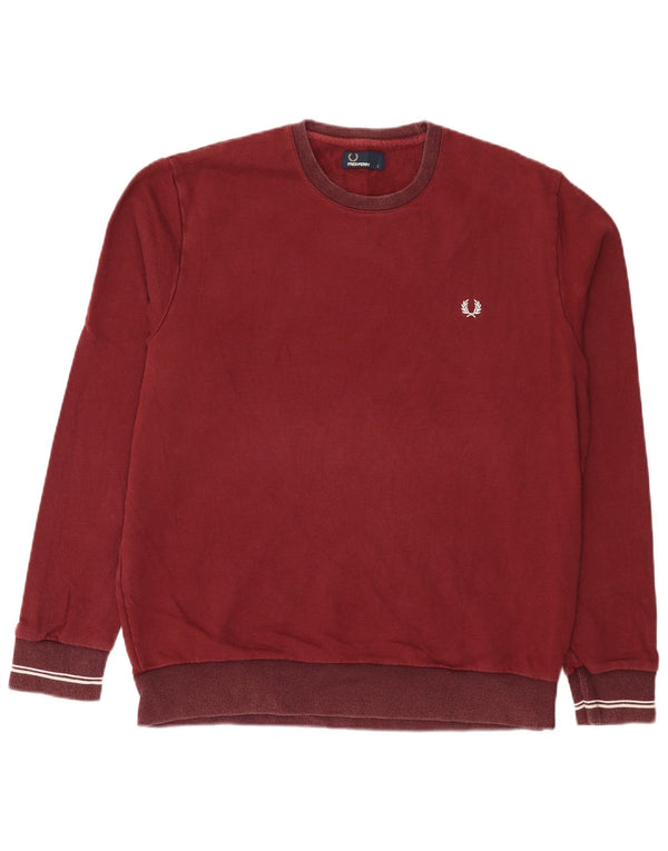Felpa da uomo Fred Perry Maglione grande in cotone bordeaux