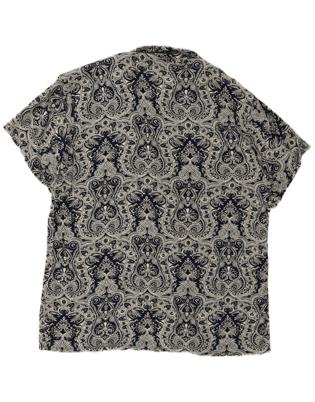 Camicia vintage da uomo a maniche corte grande blu navy con motivo cachemire