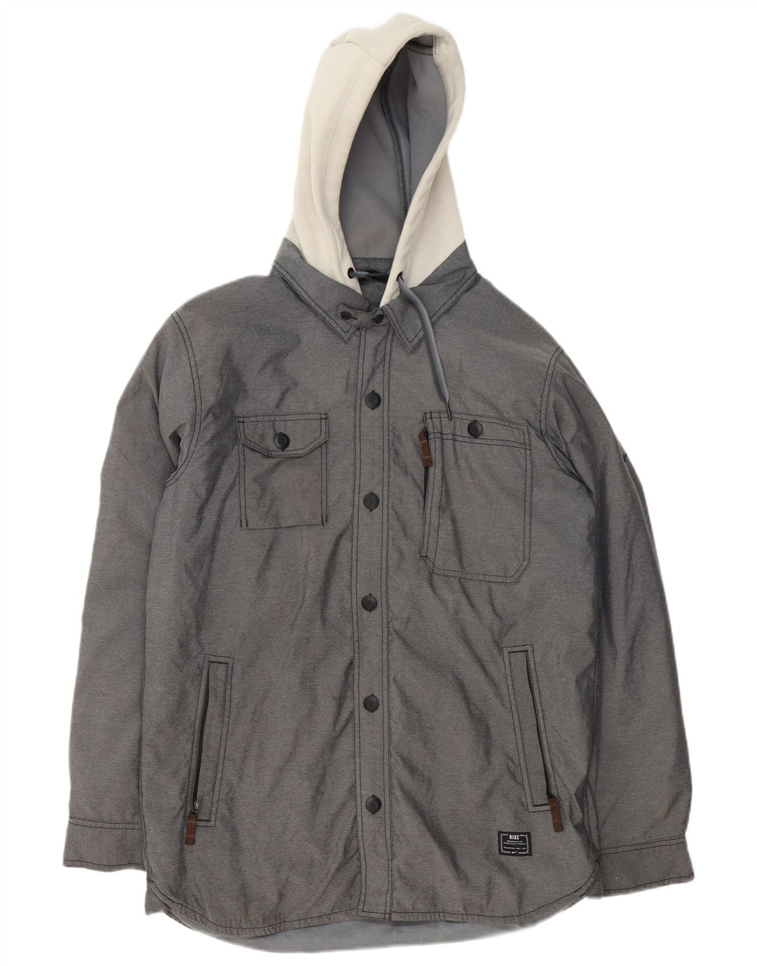 Giacca a vento con cappuccio da uomo Nike UK 36 Small Grigio Colourblock Poliestere