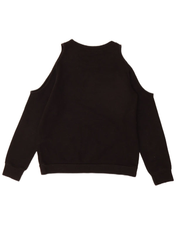 Guess Felpa da donna con grafica con spalle scoperte Maglione UK 4 XS Cotone nero