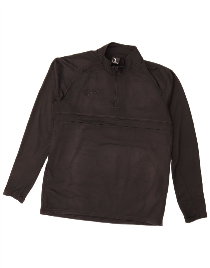 Felpa da uomo Nike Dri Fit con zip e collo, maglione, poliestere nero medio