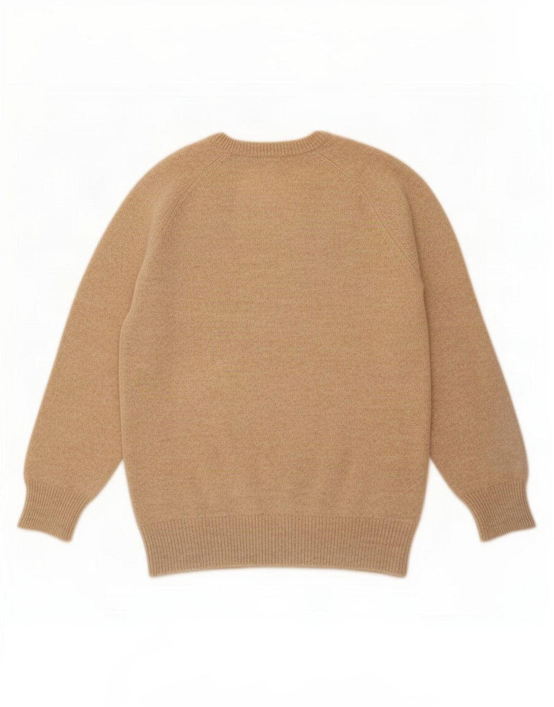 Maglione vintage da uomo con scollo a V in lana geometrica beige medio
