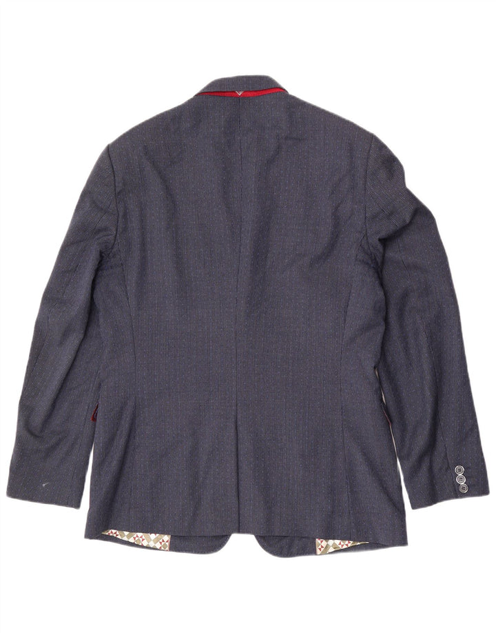 Giacca blazer da uomo a 2 bottoni Ted Baker UK 42 XL Lana pied de poule blu navy