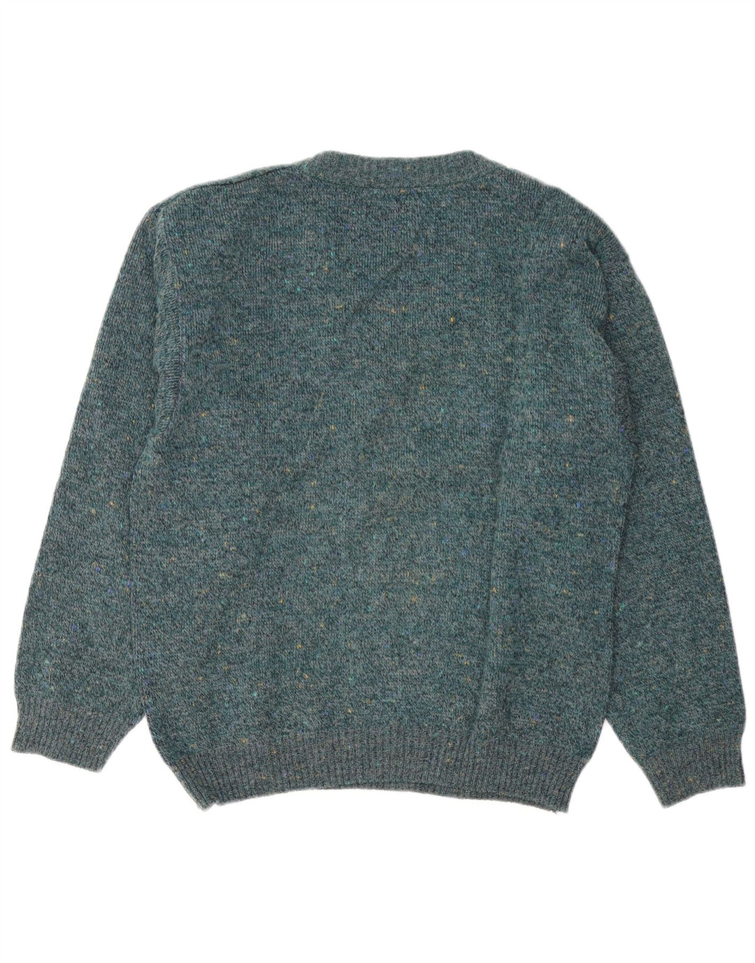Maglione vintage da uomo con scollo a V, grande verde geometrico