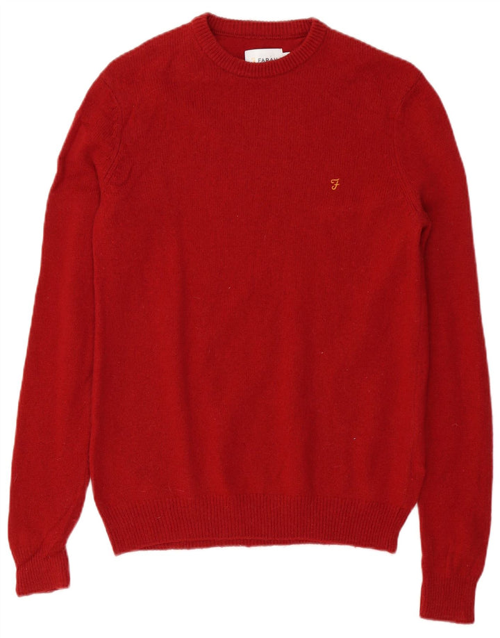 Maglione girocollo da uomo Farah XS in lana d'agnello rossa