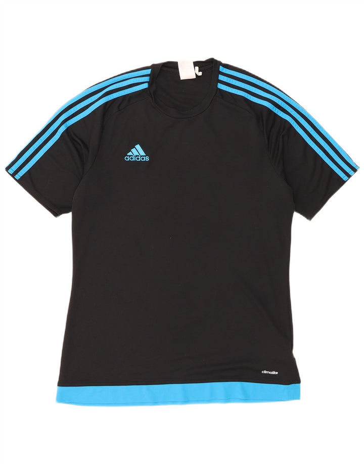 T-shirt Adidas Climalite da uomo Top in poliestere color block medio nero