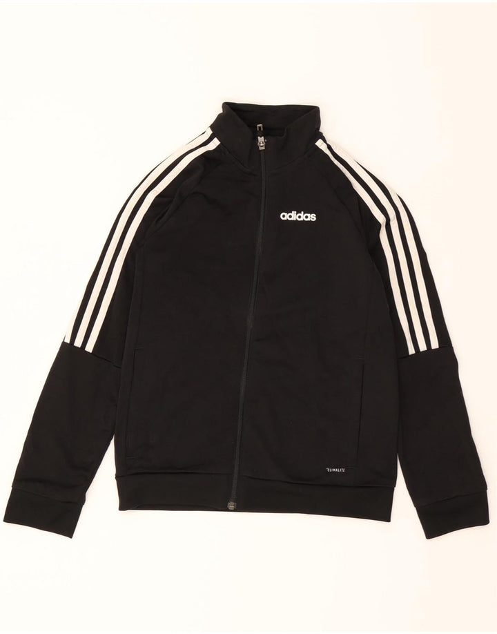 ADIDAS Boys Climalite Tracksuit Top Jacket 9-10 Years Black Polyester Vintage Adidas and Second-Hand Adidas from Messina Hembry 