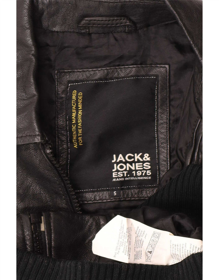 Giacca in pelle da uomo Jack & Jones UK 36 piccola nera