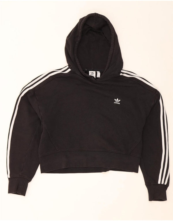 Maglione con cappuccio oversize corto da donna Adidas UK 10 piccolo cotone nero