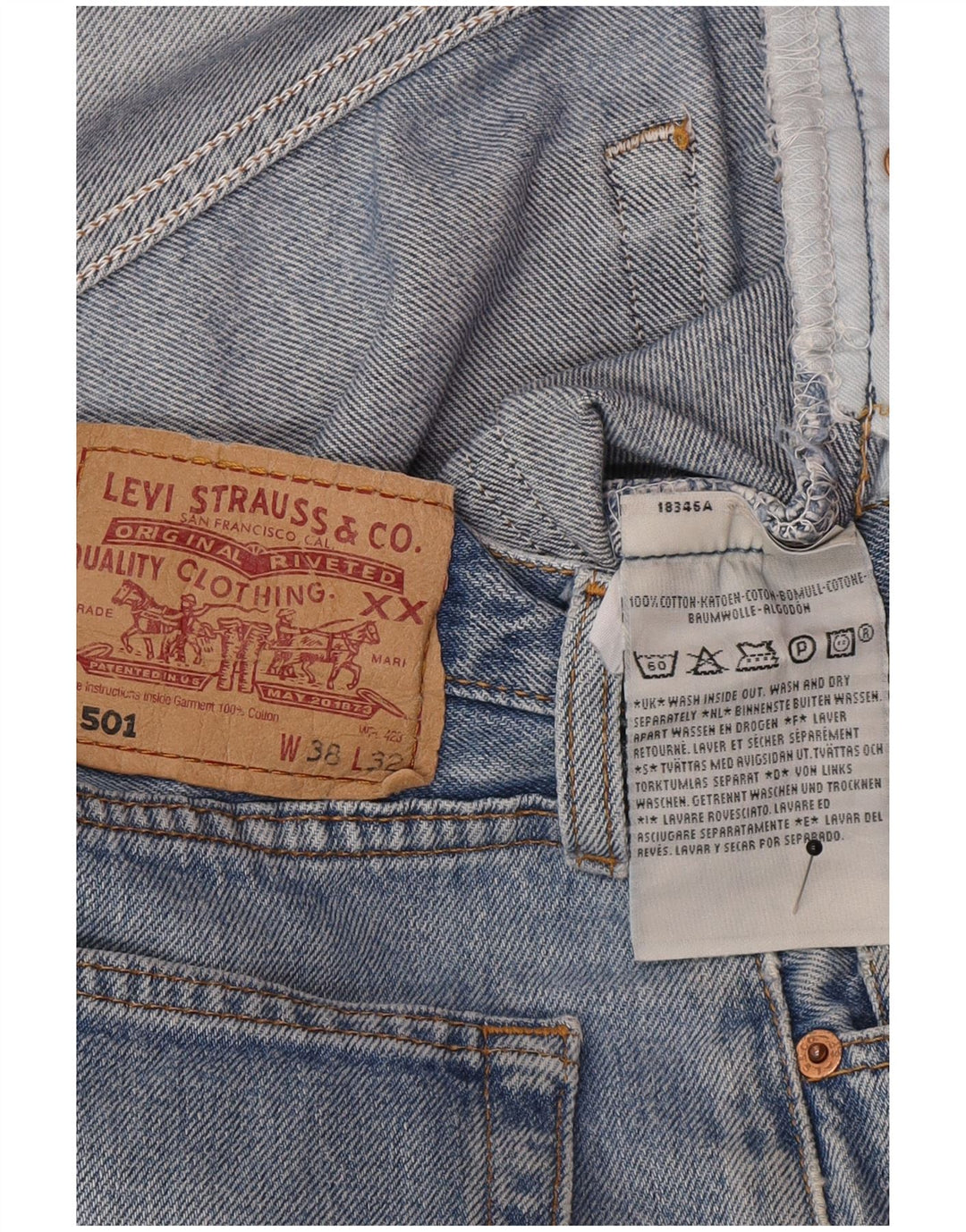 Jeans dritti da uomo Levi's W38 L32 in cotone blu