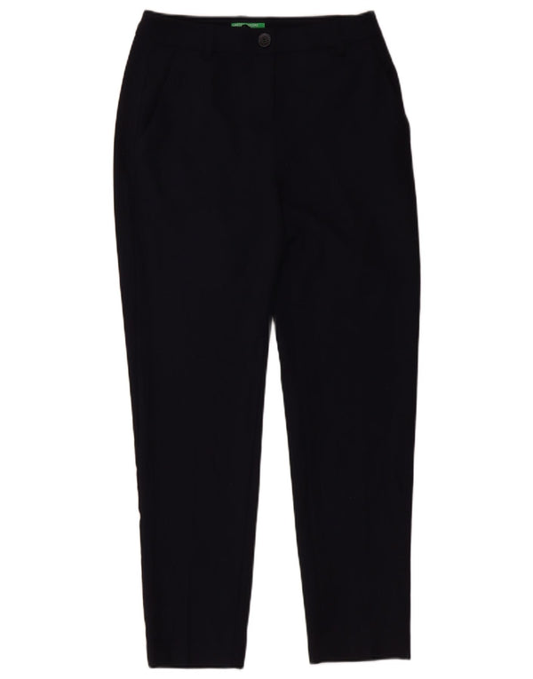 Pantaloni da abito slim da donna Benetton IT 38 XS W28 L26 Poliestere blu navy