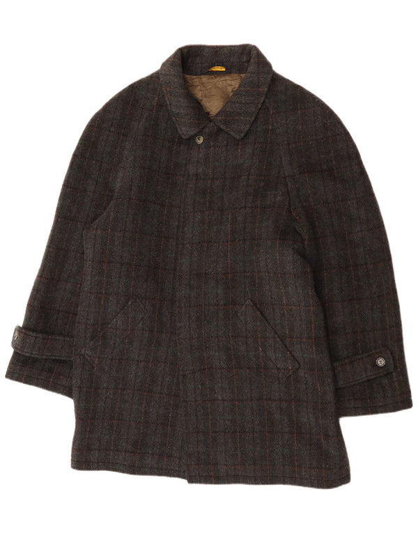Soprabito vintage da uomo IT 52 XL in lana a quadri grigi