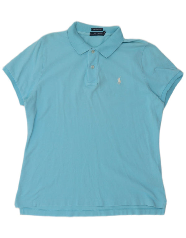 RALPH LAUREN Polo skinny da uomo XL in cotone blu