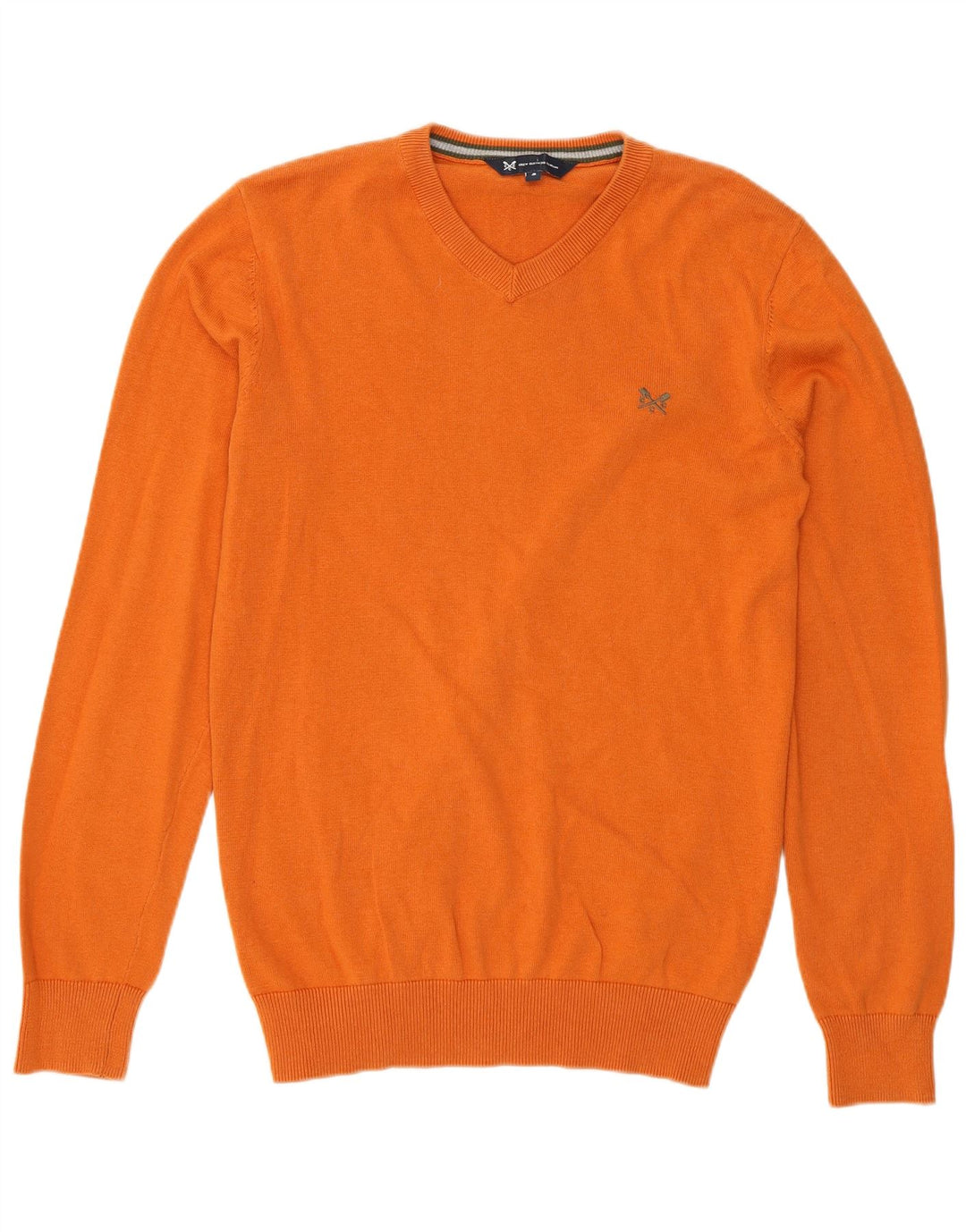 Crew Clothing Maglione da uomo con scollo a V piccolo cotone arancione