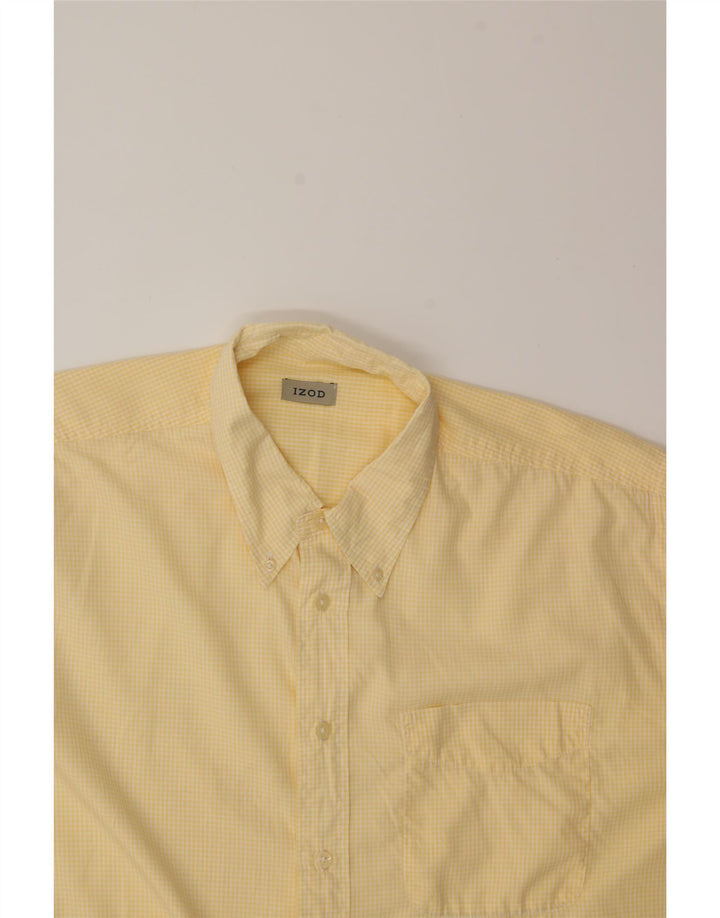 IZOD Mens Short Sleeve Shirt XL Yellow Gingham Vintage Izod and Second-Hand Izod from Messina Hembry 
