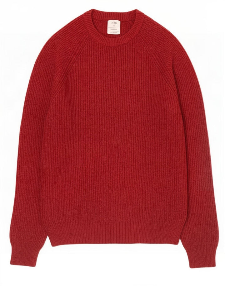 Maglione maglione girocollo da uomo Marks & Spencer rosso medio in poliammide