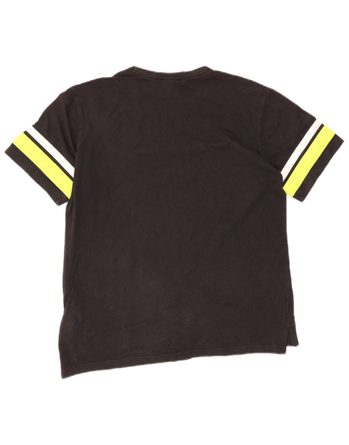 T-shirt grafica da uomo Champion Top in cotone color block medio nero