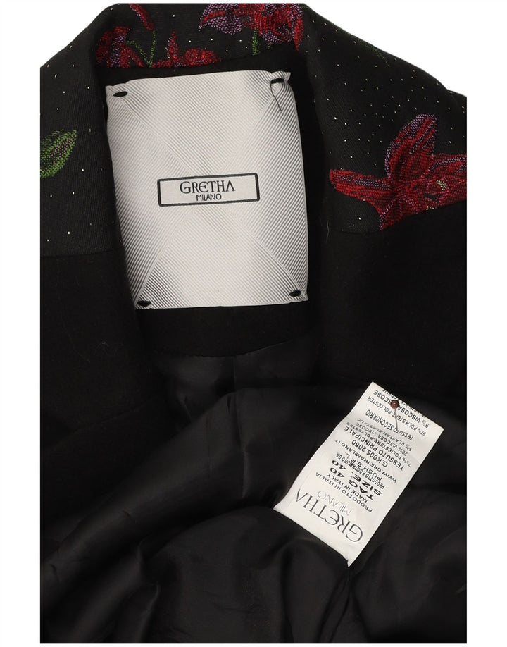 Soprabito oversize da donna Gretha Milano IT 40 piccolo poliestere floreale nero